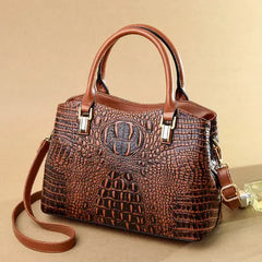 Genuine Leather Dumpling Bag - Crocodile Pattern Handbag