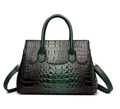 Crocodile Pattern Shoulder and Crossbody Handbag