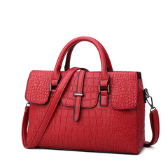 Crocodile Pattern Shoulder and Crossbody Handbag