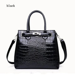 Soft Leather Handbag with Crocodile Pattern Crossbody