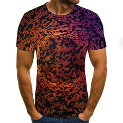 3D Geometric Print Men's T-Shirt, Short Sleeve