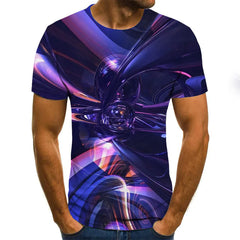 3D Geometric Print Men's T-Shirt, Short Sleeve