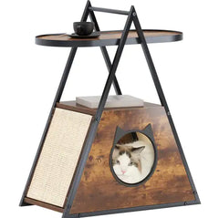 Black Vintage  End Table  Cat Condo