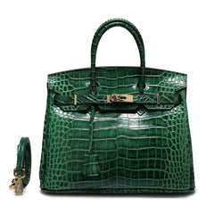 Genuine Leather Crocodile Pattern Shoulder Tote Bag