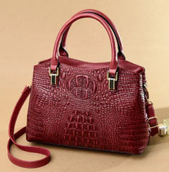 Genuine Leather Dumpling Bag - Crocodile Pattern Handbag