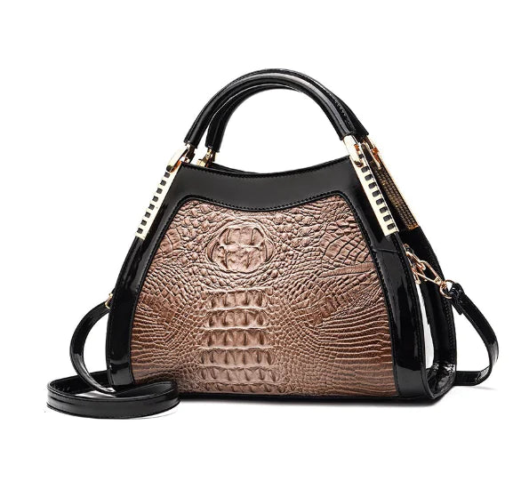 Genuine Leather Crocodile Pattern Shoulder Bag (One Piece)