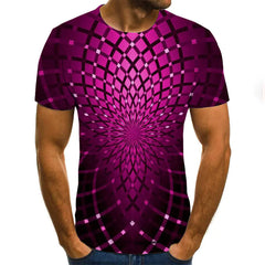 3D Geometric Print Men's T-Shirt, Short Sleeve