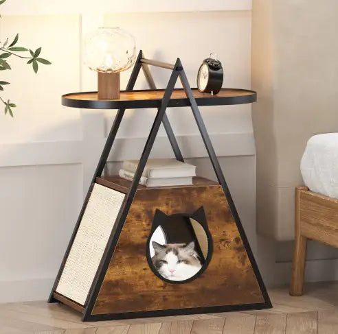 Black Vintage  End Table  Cat Condo