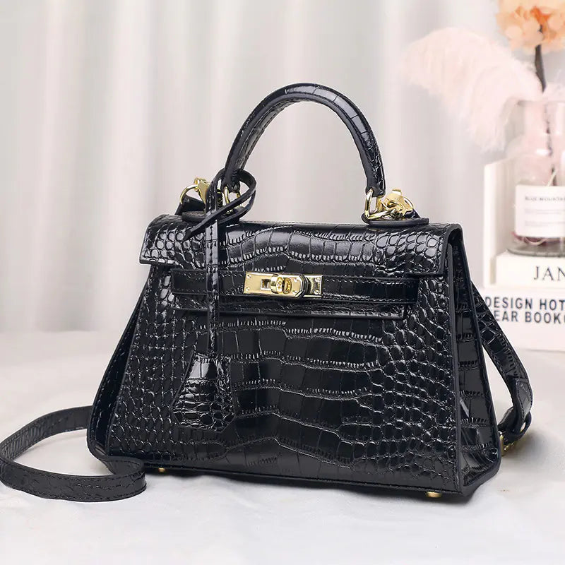 Crocodile Pattern Leather Handbag and Shoulder Bag