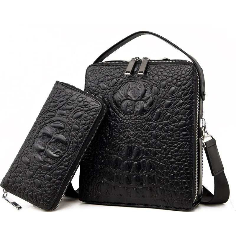 Genuine Leather Crocodile Pattern Handbag