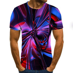 3D Geometric Print Men's T-Shirt, Short Sleeve