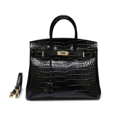Genuine Leather Crocodile Pattern Shoulder Tote Bag