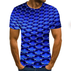 3D Geometric Print Men's T-Shirt, Short Sleeve