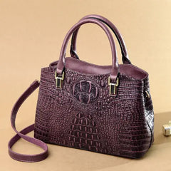 Genuine Leather Dumpling Bag - Crocodile Pattern Handbag