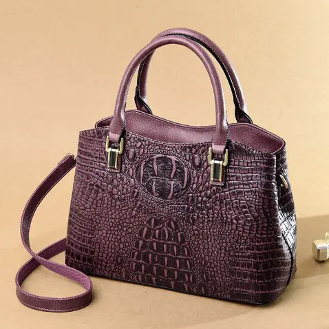 Genuine Leather Dumpling Bag - Crocodile Pattern Handbag