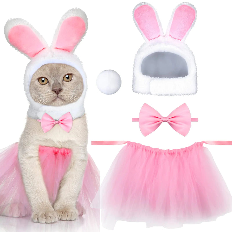 4 Pcs Bunny Costume Set for Cat  and Small Dog