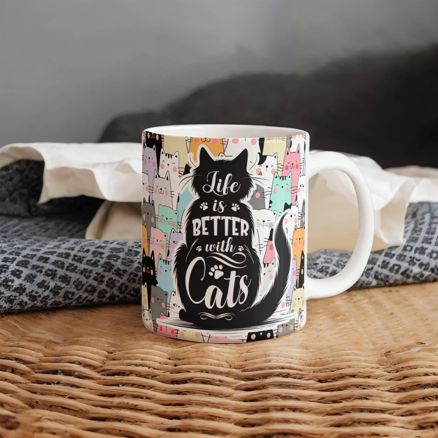 Life is Better with Cats   White Mug