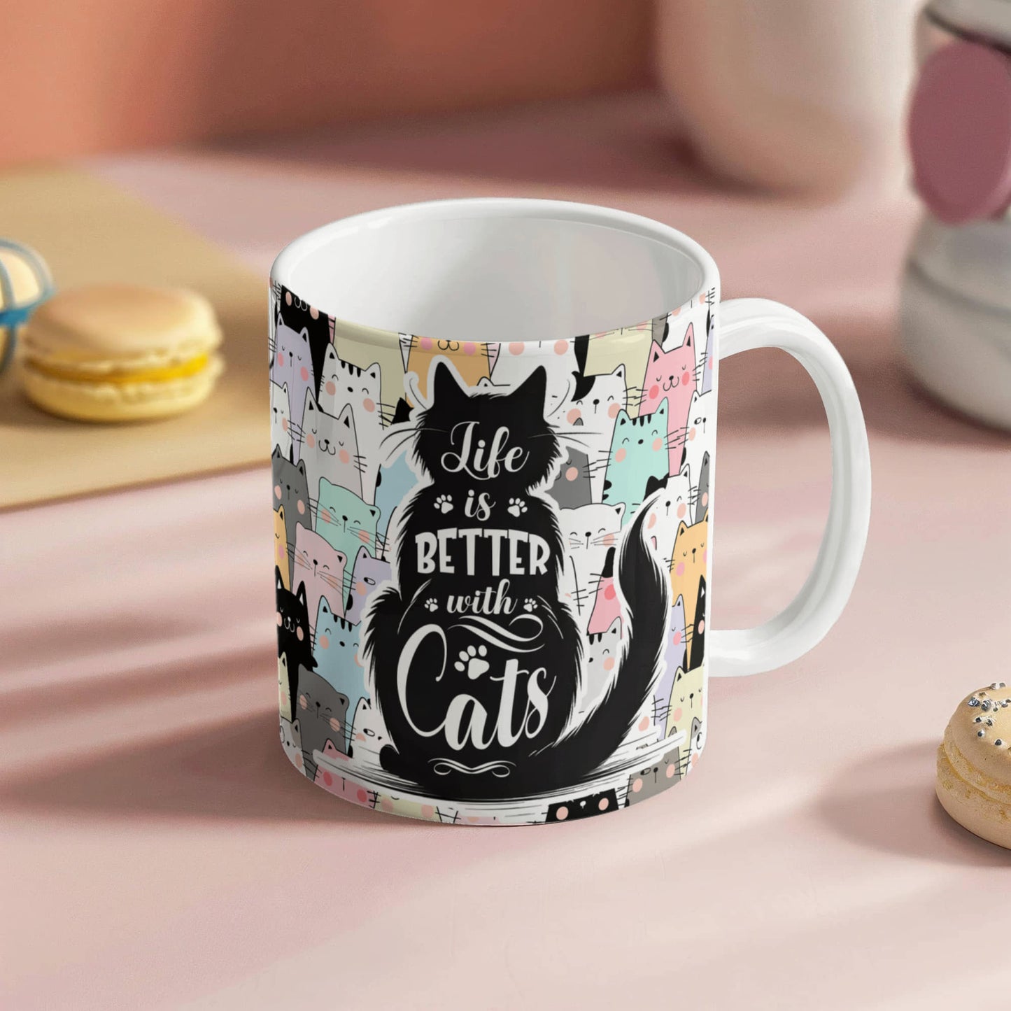 Life is Better with Cats   White Mug