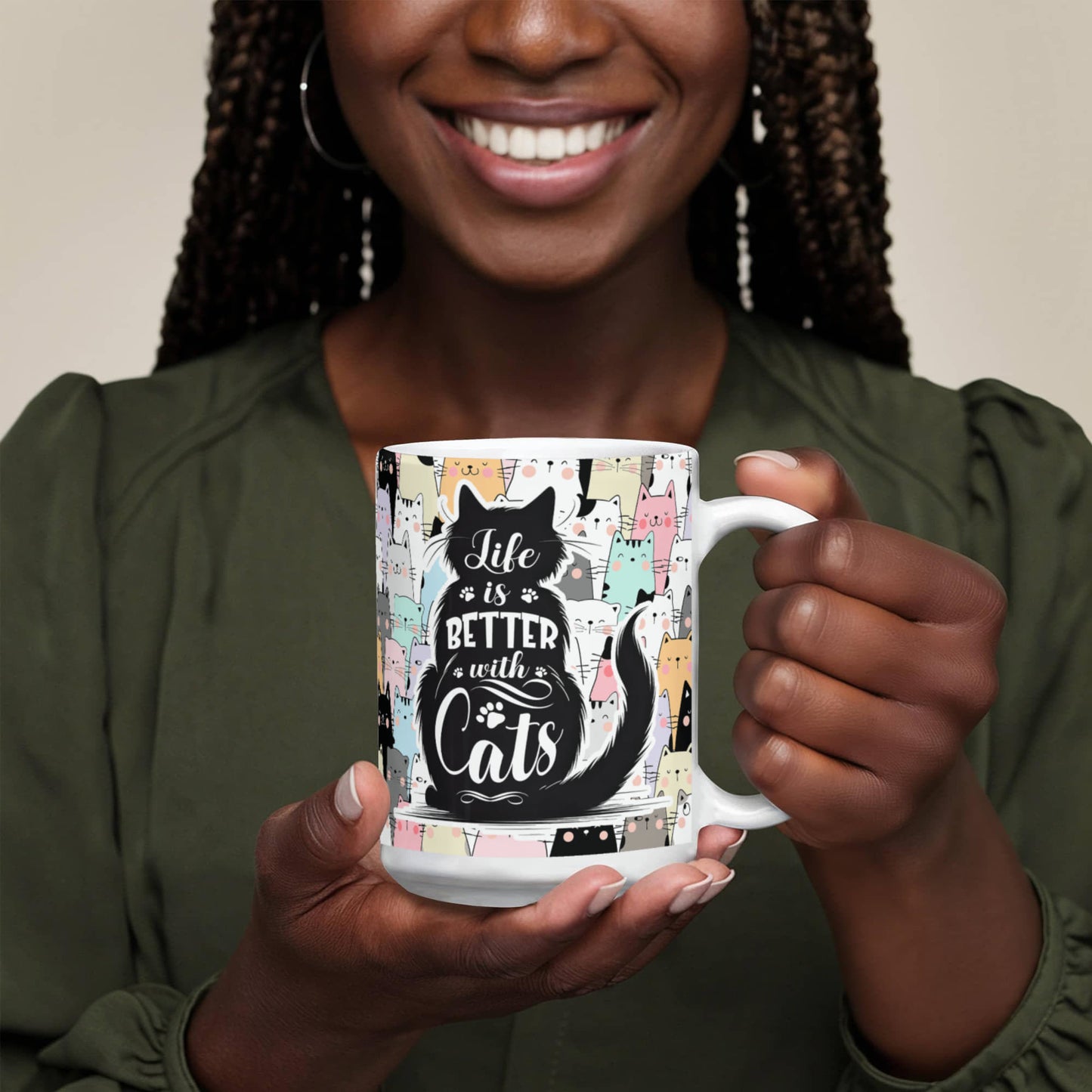 Life is Better with Cats   White Mug