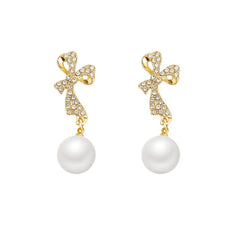 Bow Diamond Crystal Earrings Fashion Temperament