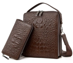 Genuine Leather Crocodile Pattern Handbag