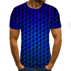 3D Geometric Print Men's T-Shirt, Short Sleeve