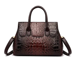 Crocodile Pattern Shoulder and Crossbody Handbag