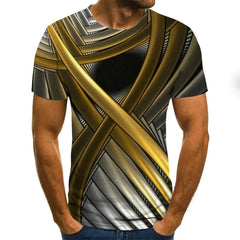 3D Geometric Print Men's T-Shirt, Short Sleeve