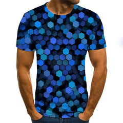 3D Geometric Print Men's T-Shirt, Short Sleeve