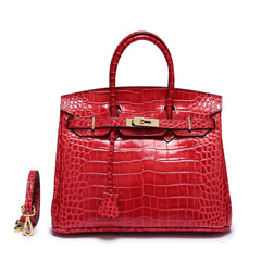 Genuine Leather Crocodile Pattern Shoulder Tote Bag