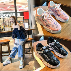 Women's Casual White Sneakers - Trendy Flat Dad Shoes